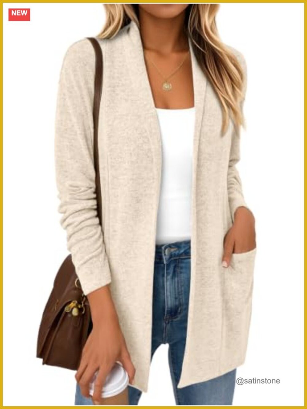 Lightweight Long Sleeve Cardigan with Pockets Business Casual Travel Outfit
